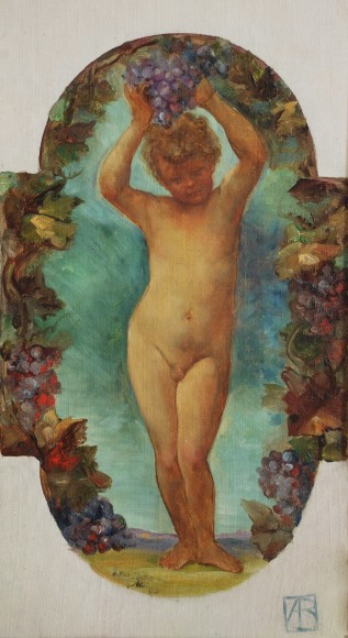 LEON DABO (1864-1960), Mural Study - Cherub with Grapes, 1905