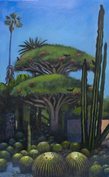 HANK PITCHER , Dragon Trees, Crows, and Barrel Cactus, 2023