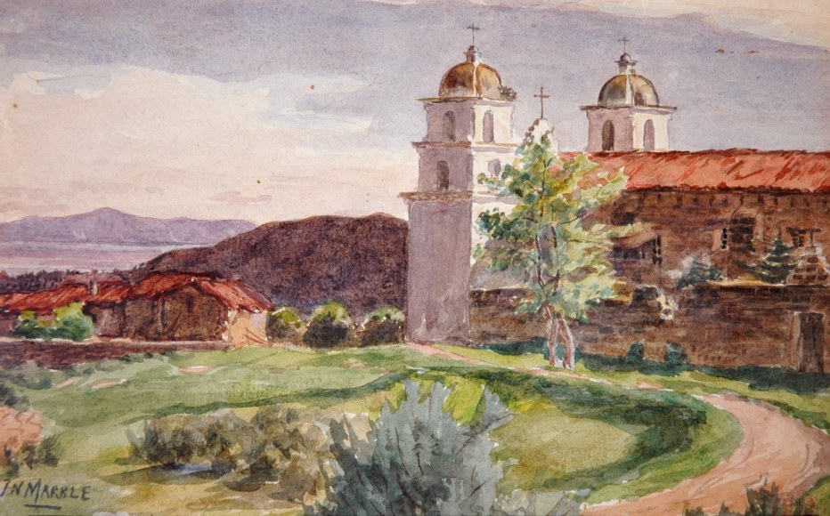 JOHN NELSON MARBLE (1855-1918), Mission Santa Barbara, View Towards Channel, c. 1881