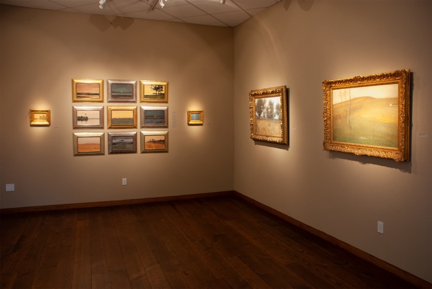 TONALISM THEN installation, Granville Redmond, Lockwood de Forest, Alexander Harrison, John Francis Murphy