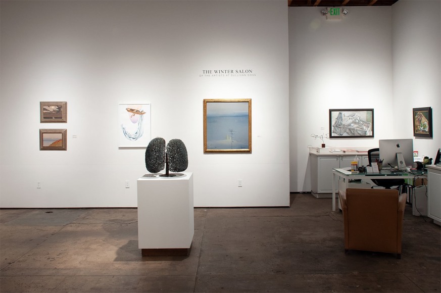 Installation photograph of The Winter Salon, 2021 with Lockwood de Forest, Nathan Huff, Leon Dabo, Harry Bertoia, Sidney Gordin, and Jean Swiggett