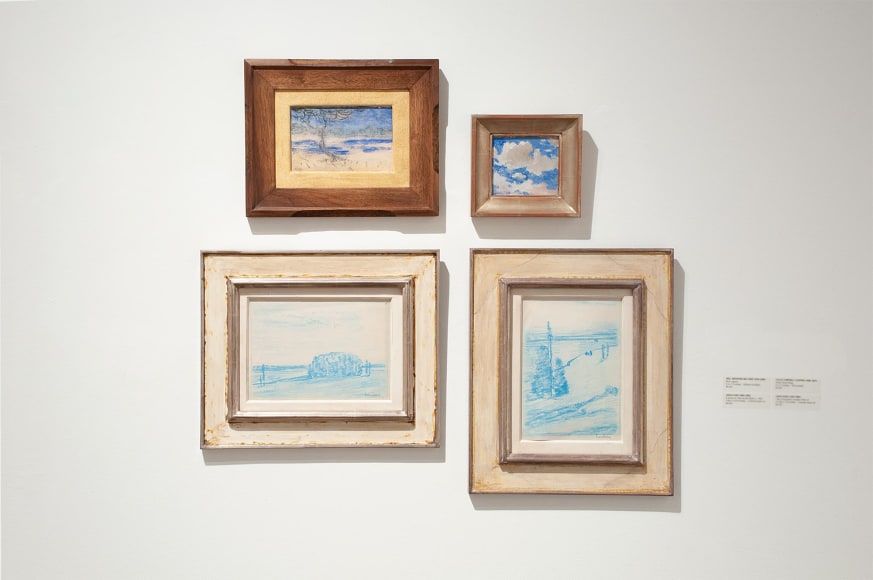 Installation photograph of The Winter Salon, 2021 with Nell Brooker Mayhew, Colin Campbell Cooper, and Leon Dabo