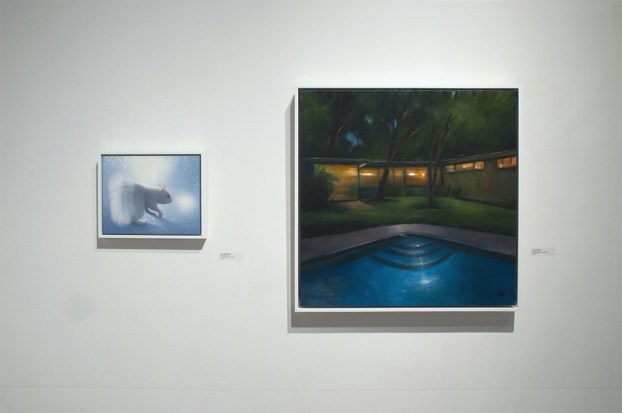 Installation photograph of The Winter Salon II, 2021 with works by Susan McDonnell and Scott Yeskel