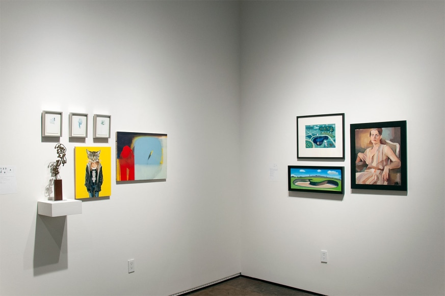 MIXOLOGY installation photograph with Nicole Strasburg, Sidney Gordin, John Nava, Maria Rendon, Hank Pitcher, and Betty Lane