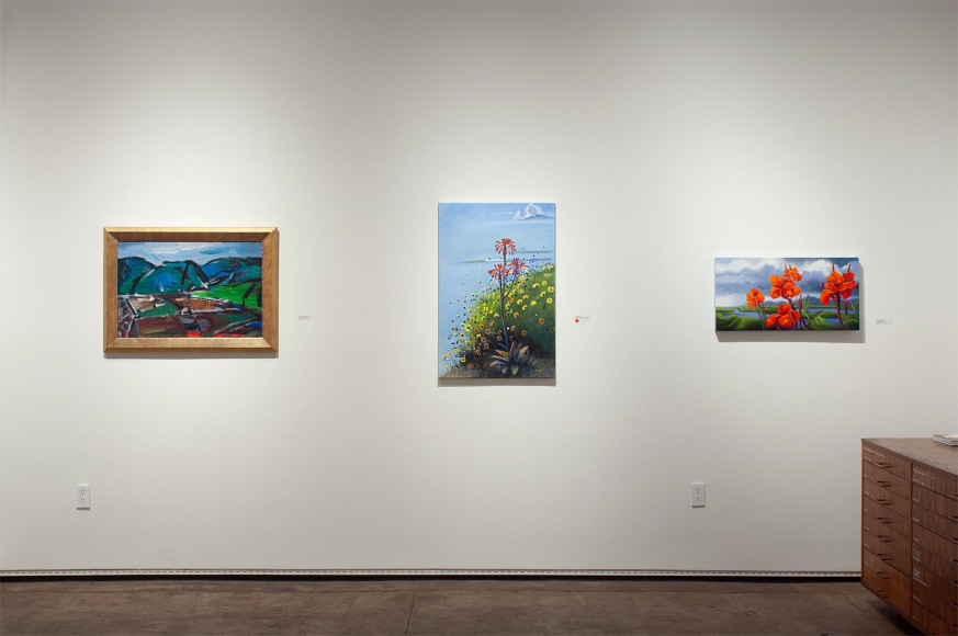 Installation photograph of The Summer Salon, 2020, Channing Peake, Hank Pitcher, Phoebe Brunner