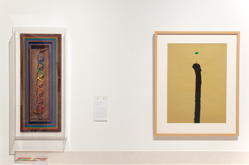 Installation photograph of CALIFORNIA BAUHAUS with Ron Robertson and Emerson Woelffer