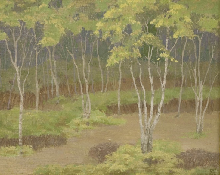 Theodore Scott Dabo, Paper Birch Trees Along Creek, c. 1905