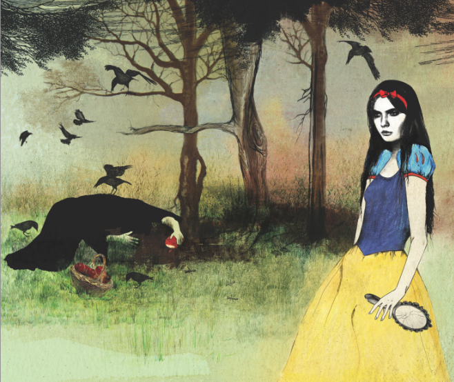 Mar&iacute;a Isabel Arango, Blancanieves, Edition 1/3, 2005, Drawing and digital collage, 50 x 44 cm