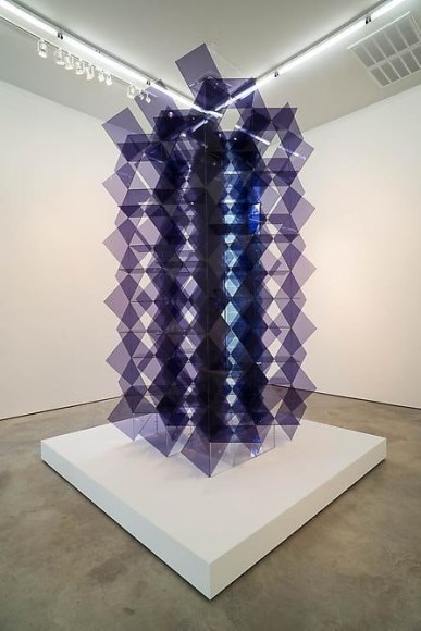 Francisco Sobrino, Transformation Instable Juxtaposition / superposition, 1963/2011. Tinted transparent Plexiglas, 133 7/8 in. x 66 13/16 in.