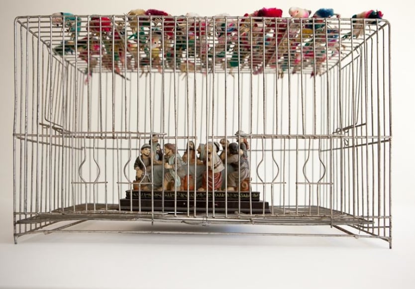 Le&oacute;n Ferrari, Untitled, 2001. Assemblage, 17 5/8 x 10 3/4 x 9 3/4 in. / 44.7 x 27.4 x 24.7 cm.