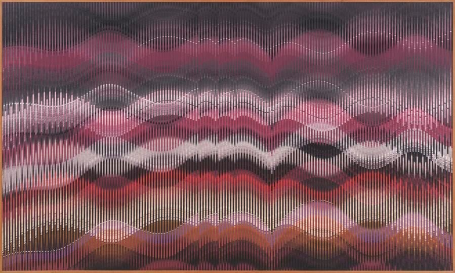 Abraham Palatnik, W-482, 2014. Acrylic on wood, 39 3/4 x 66 3/4 in. / 101 x 169.5 cm.