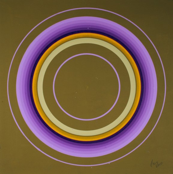Antonio Asis, Untitled from the series Cercles Concentriques, 2010, Gouache on cardboard, 7 1/2 x 7 1/2 in. (19.1 x 19.1 cm.)
