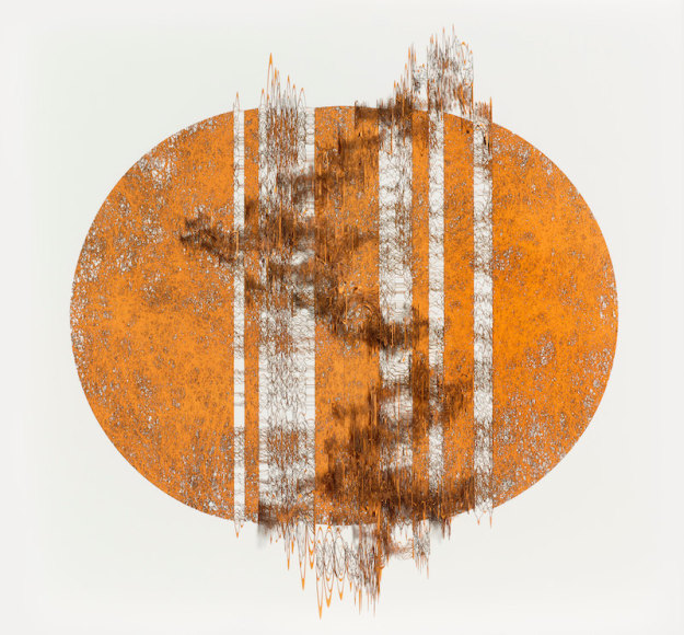 Gustavo D&iacute;az, Not yet titled, 2019. Cut out paper, pigment, and colored pencil, 43 5/16 x 47 1/4 x 3 1/2 in. (110 x 120 x 8.9 cm.)