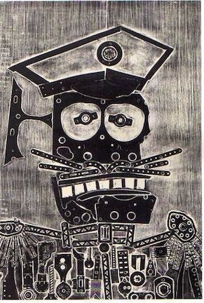 Antonio Berni. El coronel, amigo de Ramona (Ramona&rsquo;s Colonel Friend) Ed. 2/10, 1963-1964. Xylo-collage and relief on paper. 39 3/8 x 25 3/8 in. (100 x 64.4 cm.)