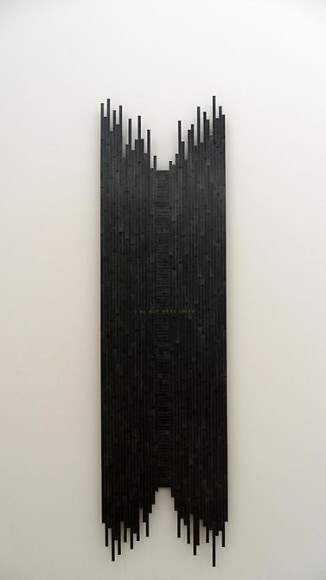 Pedro Tyler, Edge, 2012, wooden rulers, 96.5&quot; x 25.6&quot; x 2.3&quot;