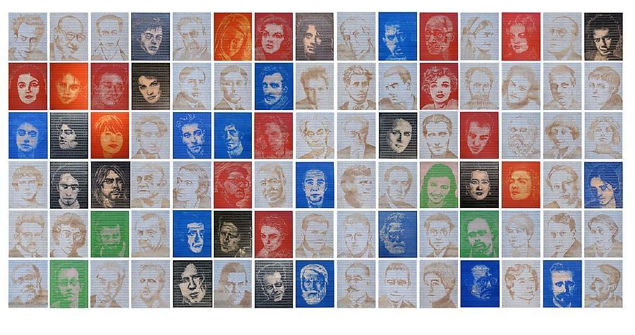 Pedro Tyler, Darkening the Light, 2012. Bas-relief, wooden rulers, 77 in. x 164 in.