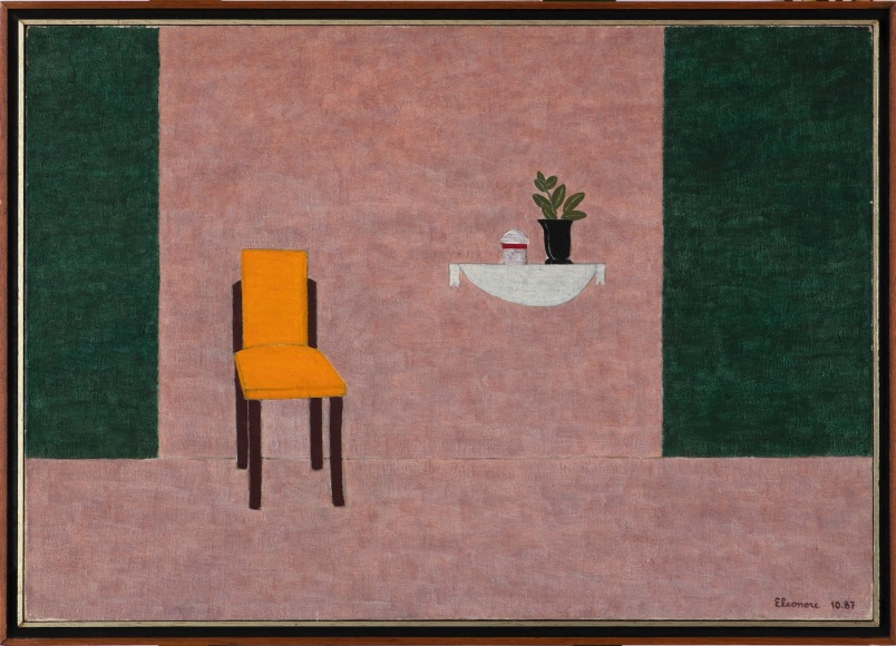 Interior with yellow chair and green