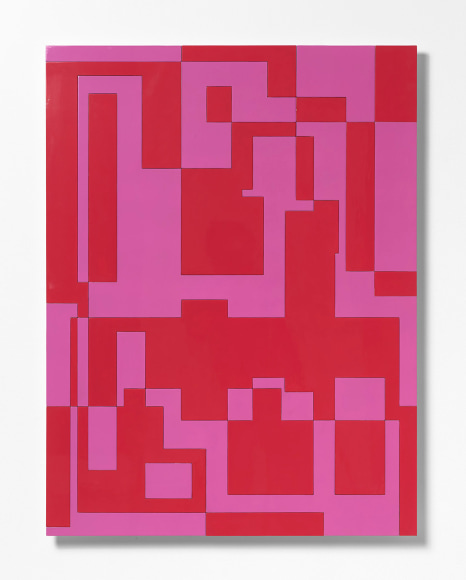 Thomas Glassford, Untitled [cherry - pink], 2019. Lacquer on MDF, 40 3/8 x 31 1/4 x 2 in. (102.6 x 79.4 x 5 cm.)