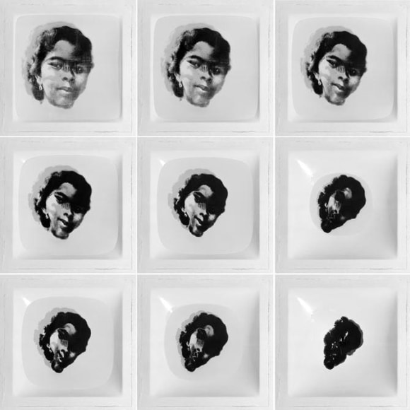 Oscar Mu&ntilde;oz. Biografias (Ni&ntilde;a) (Ed. of 3 + 2 AP), 2002. 9 Chromogenic prints .19 11/16 x 19 11/16 in. (50 x 50 cm.) each