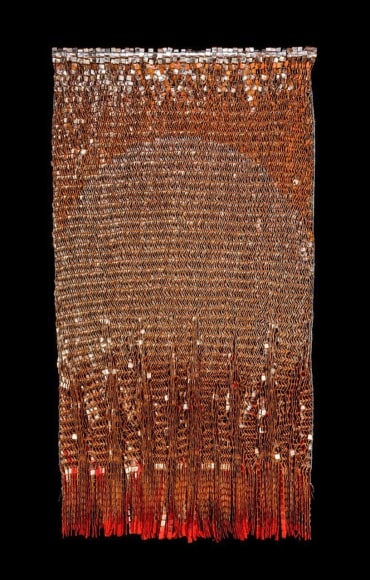 Olga de Amaral, Semiluna, 2015. Linen, gesso, acrylic, palladium, 78 11/16 x 43 5/16 in. (200 x 110 cm.)