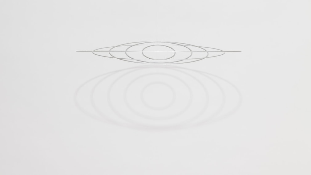 Elias Crespin, Circuconc&eacute;ntricos Aluminum-50 1/3 [Edition of 3], 2018. Aluminum, nylon, motors and electronic interface, Diameter = 19 11/16 in. (50 cm.)