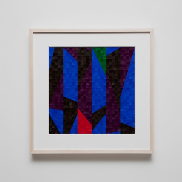 Gabriel de la Mora, 1,088 I, 2020. Pigmented turkey feathers on museum cardboard, 16 7/8 x 16 7/8 x 1 9/16 in. (43 x 43 x 4 cm.)