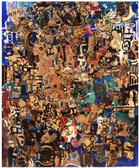 Mercedes Pardo Ponte,&nbsp;El Jard&iacute;n de las Delicias, 1965, Collage and paint on wood, 43 1/4 x 37 3/8 in. (110 x 95 cm.)