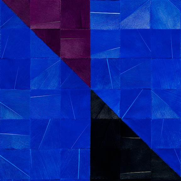 Gabriel de la Mora, 1,190 IV (detail), 2020. Pigmented turkey feathers on museum cardboard, 13 3/8 x 13 3/8 in. (34 x 34 cm.)