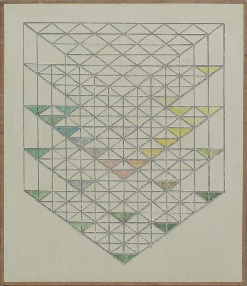 Melanie Smith, Diagram 60, 2016. Oil and encaustic on wood, 14 9/16 x 12 5/8 in.