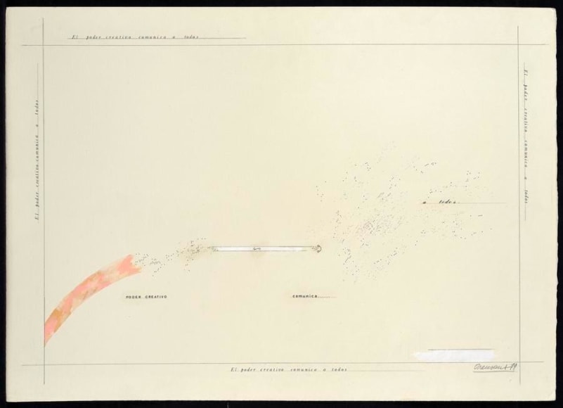 Marie Orensanz, poder-comunica, 1974. Acrylic and mixed media, 19 11/16 in. x 27 9/16 in.