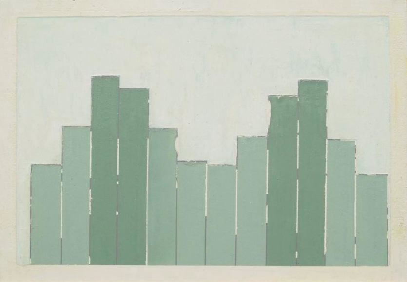 Melanie Smith, Diagram 34, 2015. Oil and encaustic on wood, 11 x 15 3/4 in.