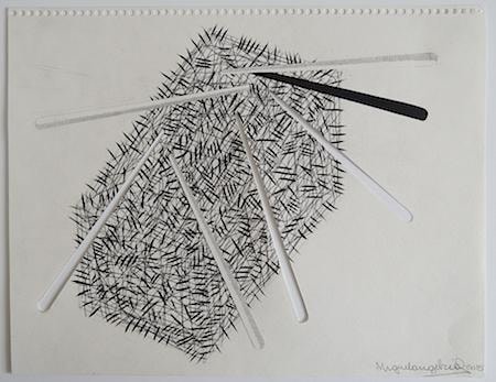 Miguel Angel R&iacute;os, Drawing from the series &ldquo;Endless&rdquo; N&ordm; 56, 2015. Ink and pencil on paper and cut out, 11 x 14 1/8 in.  / 28 x 35.8 cm