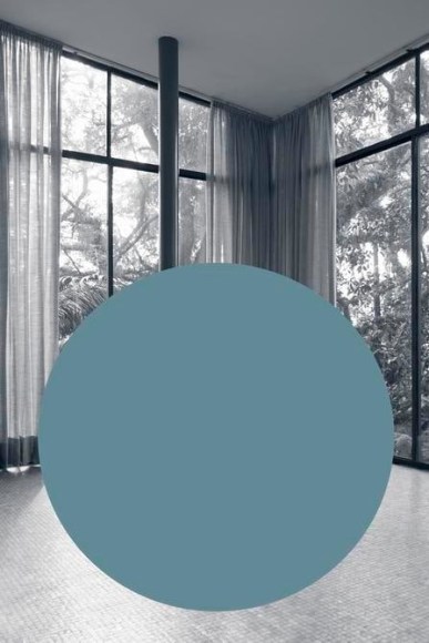 Ricardo Alcaide, Glass House Disrupted, 2015. Acrylic paint on cardboard on Inkjet print, 15 3/4 x 23 5/8 in. (40 x 60 cm).