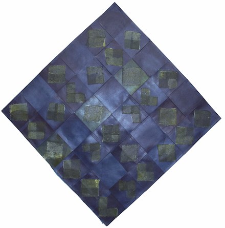 Sandra Monterroso, Tejido 1, 2019. Indigofera guatemalensis, acrylic pigments and resins on paper, 47 3/16 x 47 3/16 in. (120 x 120 cm.)