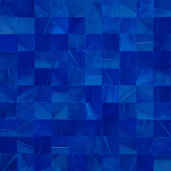 Gabriel de la Mora, 900 VII (detail), 2020. Pigmented turkey feathers on museum cardboard, 16 7/8 x 16 7/8 x 1 9/16 in. (43 x 43 x 4 cm.)