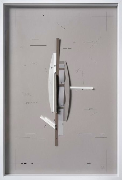 Marie Orensanz, energie 2, 2012. Folded paper, mixed media on paper, 24 3/8 in. x 15 3/4 in.