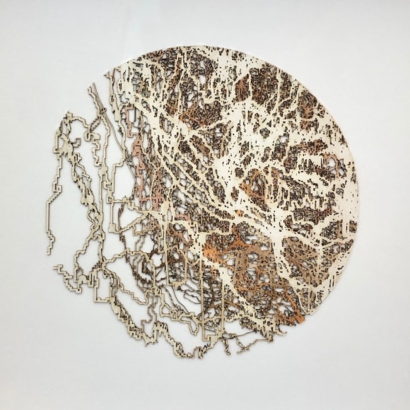 Gustavo D&iacute;az, Not yet titled [polyptych, piece 3], 2019. Cut paper &amp;amp; colored pencil, 9 5/8 x 9 5/8 x 2 in.