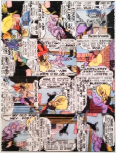 John Sparagana, Themesong Variation #8, 2015. 25 Archival inkjet prints sliced and mixed on paper, mounted on aluminum, 94 x 71 in. / 238.8 x 180.3 cm.