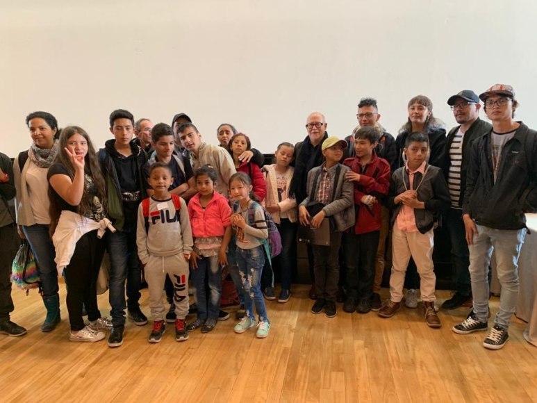 Miguel Angel Rojas with students in Colombia.