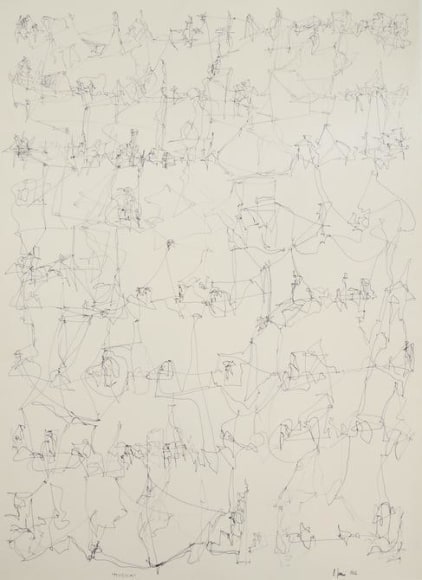 Le&oacute;n Ferrari, Musica, 1962. Drawing, ink on paper, 26 x 18 7/8 in. / 66 x 48 cm.