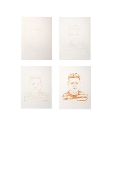Mariano Dal Verme. Portrait of Juan Perez (Series of 4), 2013. Lemon juice on paper. 9 3/4 x 13 1/2 in. (24.8 x 34.3 cm.) each