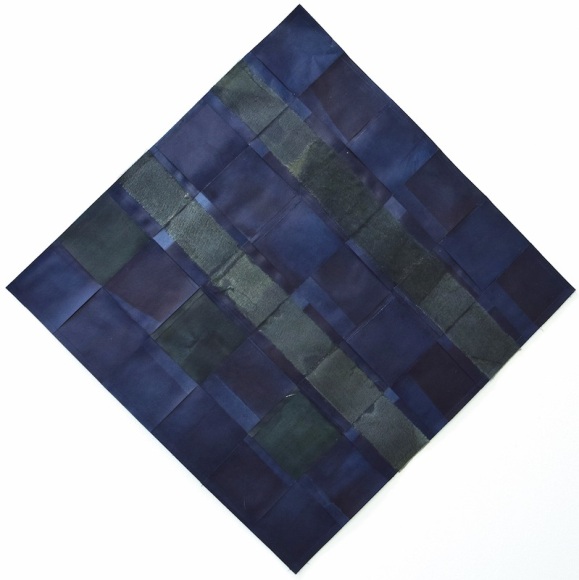 Sandra Monterroso, Tejido 3, 2019. Indigofera guatemalensis, acrylic pigments and resins on paper, 47 3/16 x 47 3/16 in. (120 x 120 cm.)