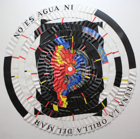 Miguel Angel R&iacute;os, La Reina del Plata, 1996-1997. Cibachrome mounted on pleated canvas and push pins, Diameter = 85 7/8 in.