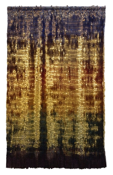 Olga de Amaral, Imagen paisaje 1, 2006. Linen, gesso, acrylic, gold and silver leaf, 108 1/4 x 70 13/16 in. 