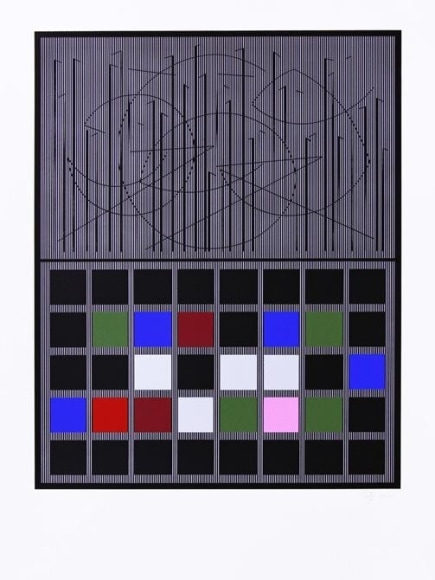 Jes&uacute;s-Rafael Soto, Rosa negra, S&eacute;rie Bicentenaria, 1982. Serigraph, 69 x 50 cm.