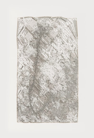 Gustavo D&iacute;az, Pensamiento diagonal [la linea recta es atea], 2019. Cut out paper, 18 7/8 x 13 3/8 in. (48 x 34 cm.)