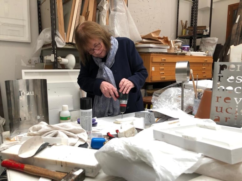 Marie Orensanz working in her Paris studio, 2020. Photo courtesy of Marie Orensanz