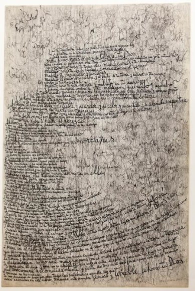 Le&oacute;n Ferrari, Untitled, 1990. Ink and graphite on high impact polystyrene, 25 11/16 x 17 5/16 in. / 65.3 x 44 cm.