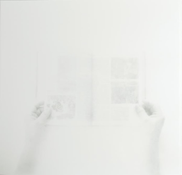 Oscar Mu&ntilde;oz, Libro abierto (con manos) (1 piece) Ed. 1/3 (Ed. of 3+2 AP), 2011. Impression with coal dust on methacrylate, 19 x 16 in.&nbsp;