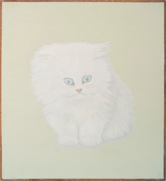 Melanie Smith.&nbsp;(b. 1965, England, lives in Mexico).&nbsp;Cat 9, 2016.&nbsp;Oil and encaustic on mahogany 10 1/4 x 9 1/2 in. (26 x 24 cm.)